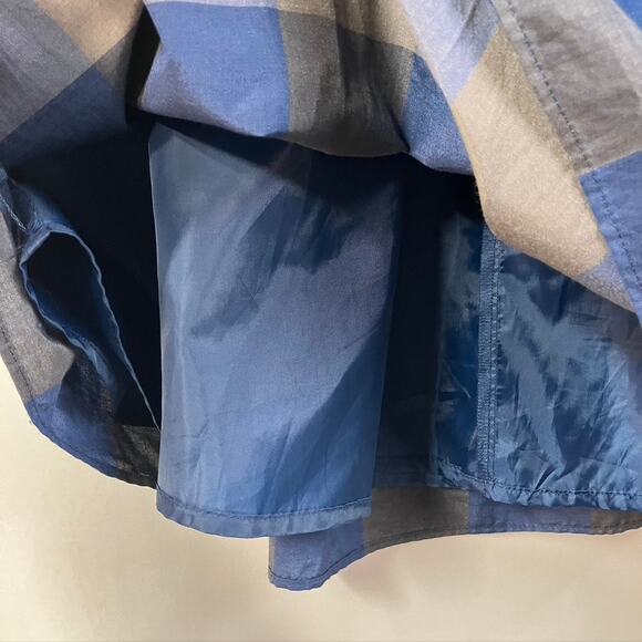 Lands‎ End Canvas Silk Blend Checkered Skirt Womens 0 Blue Grey Preppy School - Picture 9 of 15